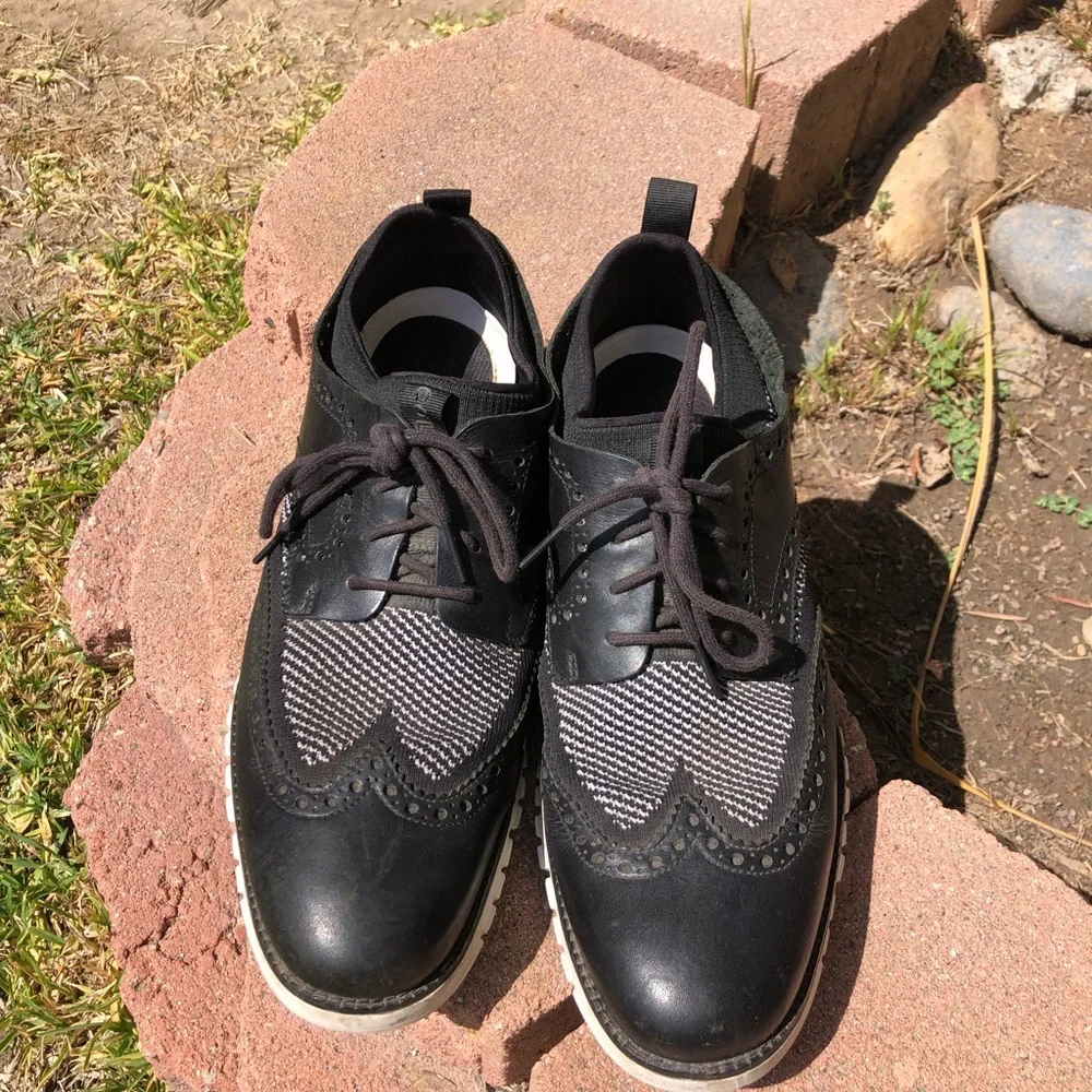 Cole Haan Black and White Wingtip Oxfords